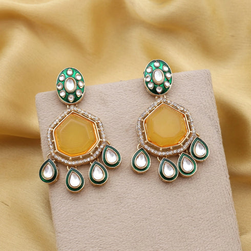 Yellow Earrings - Back View | Samyak Fashion
