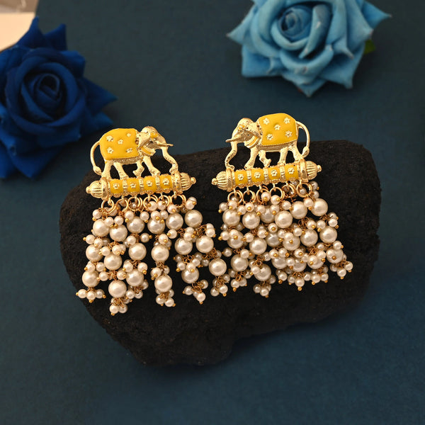 Yellow Earrings - Front View | Samyak Fashion