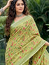 Yellow Green Linen Elegant Party Wear Saree Collection With Blouse - Detail View | Samyak Fashion