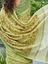 Yellow Green Linen Elegant Party Wear Saree Collection With Blouse - Close-up View | Samyak Fashion