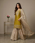 Yellow Heavy Gmy Silk Elegant Salwar Suit - Back View | Samyak Fashion