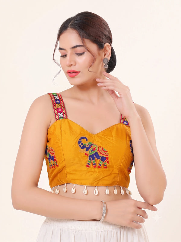 Yellow Heavy Magic Cotton Blouse - Front View | Samyak Fashion