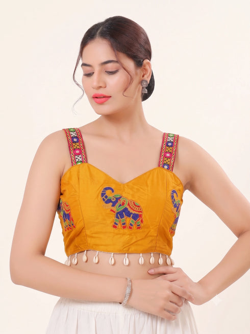 Yellow Heavy Magic Cotton Blouse - Back View | Samyak Fashion