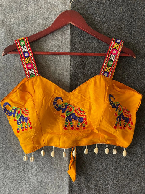 Yellow Heavy Magic Cotton Blouse - Side View | Samyak Fashion