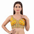 Yellow Heavy Pure Soft Italian Silk With Tricot Fuising Blouse - Back View | Samyak Fashion