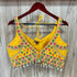 Yellow Heavy Pure Soft Italian Silk With Tricot Fuising Blouse - Detail View | Samyak Fashion