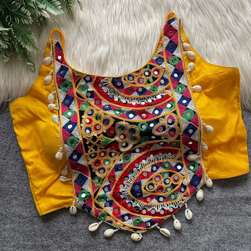 Yellow Heavy Soft Cotton Blouse - Back View | Samyak Fashion