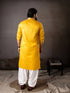 Yellow Linen Mens Kurta With Payjama - Back View | Samyak Fashion