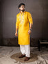 Yellow Linen Mens Kurta With Payjama - Detail View | Samyak Fashion