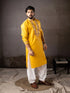 Yellow Linen Mens Kurta With Payjama - Close-up View | Samyak Fashion