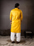 Yellow Linen Mens Kurta With Payjama - Back View | Samyak Fashion