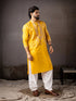 Yellow Linen Mens Kurta With Payjama - Close-up View | Samyak Fashion