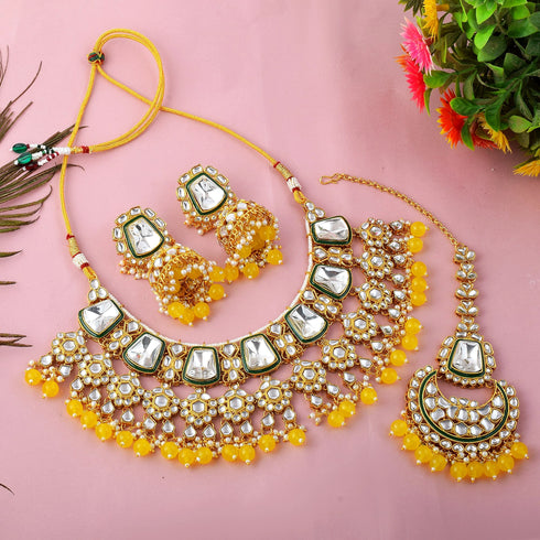 Yellow Necklace - Side View | Samyak Fashion