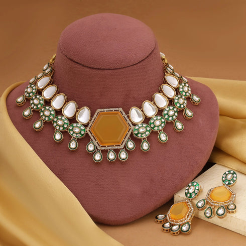 Yellow Necklace - Front View | Samyak Fashion