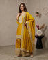Yellow Pure Heavy Chinnon Silk Elegant Salwar Suit - Back View | Samyak Fashion