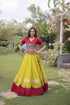 Yellow Roman Silk Lehenga Choli - Front View | Samyak Fashion