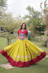 Yellow Roman Silk Lehenga Choli - Detail View | Samyak Fashion
