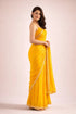 Yellow Satin Saree With Blouse - Detail View | Samyak Fashion