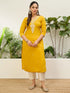 Yellow Silk Blend Long Kurti. - Front View | Samyak Fashion