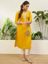 Yellow Silk Blend Long Kurti. - Detail View | Samyak Fashion