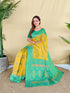 Yellow Silk Elegant Party Wear Saree Collection With Blouse - Side View | Samyak Fashion