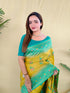 Yellow Silk Elegant Party Wear Saree Collection With Blouse - Close-up View | Samyak Fashion