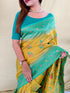 Yellow Silk Elegant Party Wear Saree Collection With Blouse - Full View | Samyak Fashion