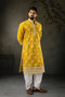 Yellow Silk Mens For A Festive And Kurta With Payjama - Front View | Samyak Fashion
