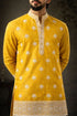 Yellow Silk Mens For A Festive And Kurta With Payjama - Side View | Samyak Fashion