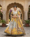 Yellow Tabby Silk Lehenga Choli - Front View | Samyak Fashion