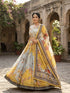 Yellow Tabby Silk Lehenga Choli - Back View | Samyak Fashion