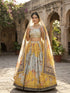 Yellow Tabby Silk Lehenga Choli - Detail View | Samyak Fashion